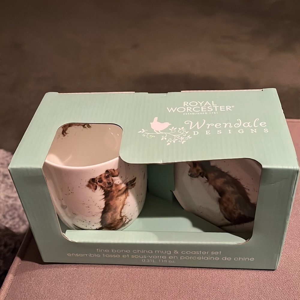 Royal Worcester Weiner dog mug and coaster set.  Adorable Daschund! - Picture 2 of 7